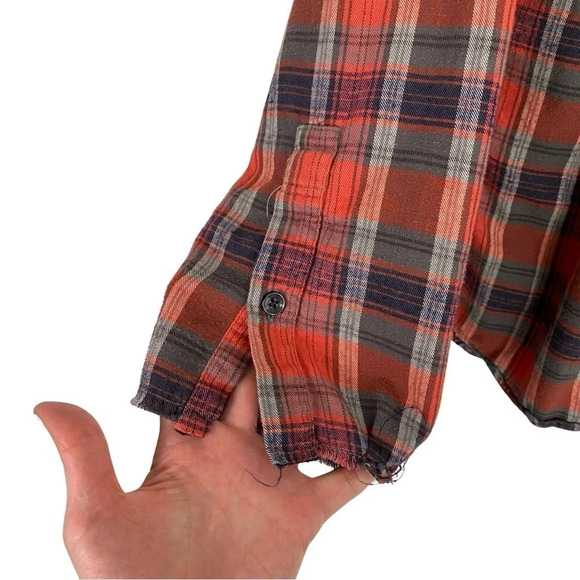 Hartel Fred Segal Flannel Shirt Womens Medium Long Sleeve Button Down Top Red - Picture 9 of 13